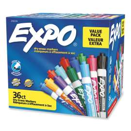 Low Odor Dry Erase Vibrant Color Markers, Broad Chisel Tip, Assorted Colors, 36/Pack