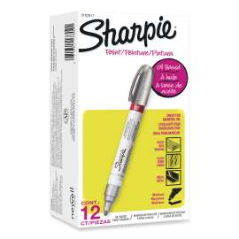 Permanent Paint Marker, Medium Bullet Tip, Silver, Dozen