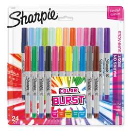 Ultra Fine Tip Permanent Marker, Extra-Fine Needle Tip, Assorted Limited Edition Color Burst and Classic Colors, 24/Pack