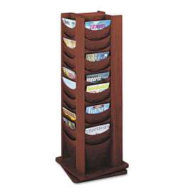 Rotary Display, 48 Compartments, 17.75w x 17.75d x 49.5h, Mahogany