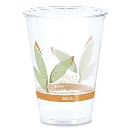 Bare Eco-Forward RPET Cold Cups, ProPlanet Seal, 10 oz, Leaf Design, Clear, 1,000/Carton