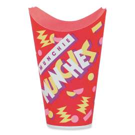 Grease-Resistant Paper Munchie Cup Containers, ProPlanet Seal, 4.5 oz, 2.5" Diameter x 6.9"h, Munchies Design, 1,000/Carton