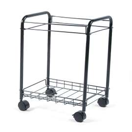 Desk Side File Cart, Metal, 1 Shelf, 1 Bin, 17.5" x 13" x 22", Black
