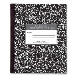 Marble Cover Composition Book, Wide/Legal Rule, Black Marble Cover, 8.5 x 7, 48 Sheets