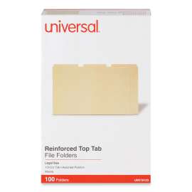 Double-Ply Top Tab Manila File Folders, 1/3-Cut Tabs: Assorted, Legal Size, 0.75" Expansion, Manila, 100/Box