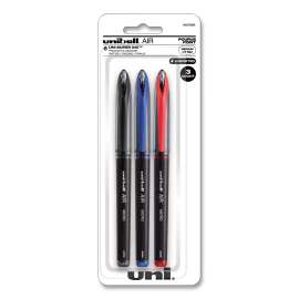 AIR Porous Gel Pen, Stick, Medium 0.7 mm, Assorted Ink Colors, Black Barrel, 3/Pack