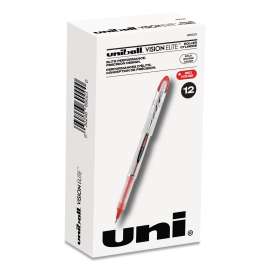 VISION ELITE Roller Ball Pen, Stick, Bold 0.8 mm, Red Ink, White/Red Barrel