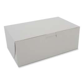 white one-piece non-window bakery boxes, 8 x 3 x 5, white, paper, 250/bundle