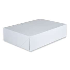 clay-coated donut boxes, 14 x 10 x 3.5, white, paper, 125/carton