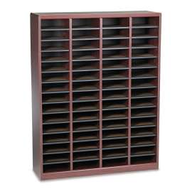 Wood/Fiberboard E-Z Stor Sorter, 60 Compartments, 40 x 11.75 x 52.25, Mahogany, 2 Boxes