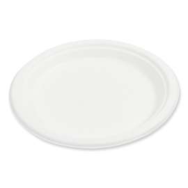 Bagasse PFAS-Free Dinnerware, Plate, 9", White, 500/Carton
