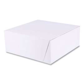 White One-Piece Non-Window Bakery Boxes, Standard, 10 x 10 x 4, White, Paper, 100/Bundle