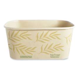 No Tree Rectangular Containers,  32 oz, 4.7 x 6.8 x 3, Natural, Sugarcane, 300/Carton