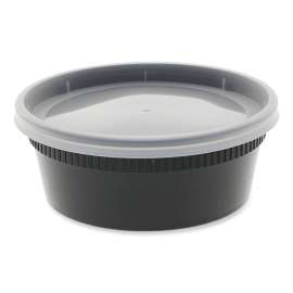 Newspring DELItainer Microwavable Container, 8 oz, 4.55 x 4.55 x 1.8, Black/Clear, Plastic, 240/Carton