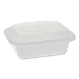 Newspring VERSAtainer Microwavable Containers, Rectangular, 12 oz, 4.5 x 5.5 x 2.12, White/Clear, Plastic, 150/Carton