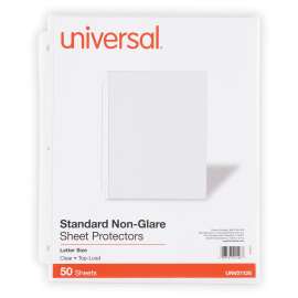 Top-Load Poly Sheet Protectors, Std Gauge, Nonglare, Clear, 50/Pack