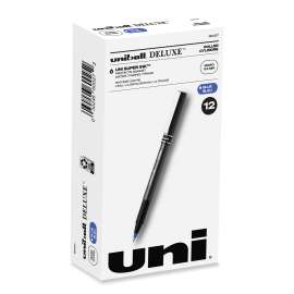 Deluxe Roller Ball Pen, Stick, Micro 0.5 mm, Blue Ink, Metallic Gray Barrel, Dozen