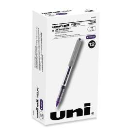 VISION Roller Ball Pen, Stick, Fine 0.7 mm, Majestic Purple Ink, Gray Barrel, Dozen