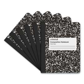 Composition Book, Wide/Legal Rule, Black Marble Cover, 9.75 x 7.5, 100 Sheets, 6/Pack
