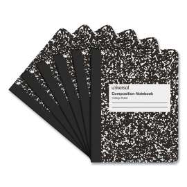Composition Book, Medium/College Rule, Black Marble Cover, 9.75 x 7.5, 100 Sheets, 6/Pack