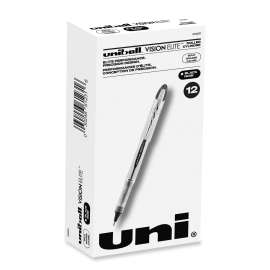 VISION ELITE Roller Ball Pen, Stick, Bold 0.8 mm, Black Ink, White/Black Barrel