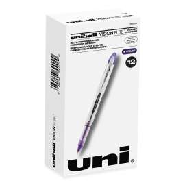 VISION ELITE Roller Ball Pen, Stick, Bold 0.8 mm, Purple Ink, White/Purple Barrel