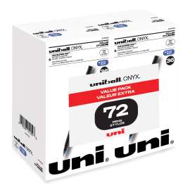 ONYX Roller Ball Pen, Stick, Fine 0.7 mm, Blue Ink, Black Matte Barrel, 72/Pack