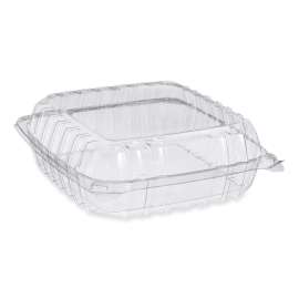 ClearSeal Hinged-Lid Plastic Containers, 9.3 x 8.83 x 3, Clear, Plastic, 200/Carton