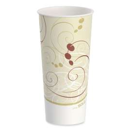 Double Sided Poly Paper Cold Cups, 24 Oz, Symphony Design, Tan/maroon/white, 50/sleeve, 20 Sleeves/carton