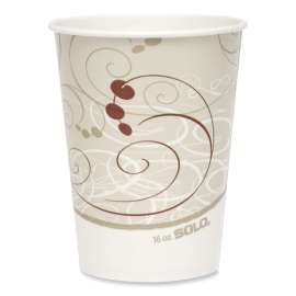 Double Sided Poly Paper Cold Cups, 16 Oz, Symphony Design, Tan/maroon/white, 50/sleeve, 20 Sleeves/carton