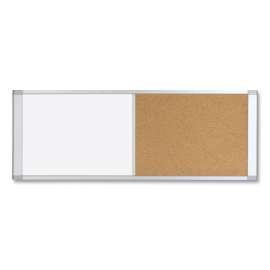 Combo Cubicle Workstation Dry Erase/Cork Board, 36 x 18, Natural/White Surface, Aluminum Frame