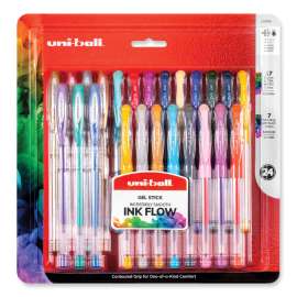 Gel Pen, Stick, Assorted Sizes, Assorted Ink Colors, Clear Barrel, 24/Pack