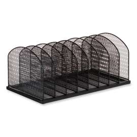 Onyx Mesh Desk Organizer, 8 Upright Sections, Letter to Legal Size Files, 19.25 x 10.87 x 8.5, Black, Ships in 1-3 Bus Days