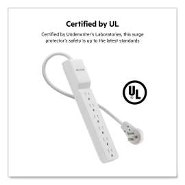 Home/Office Surge Protector with Rotating Plug, 6 AC Outlets, 6 ft Cord, 720 J, White