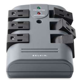 Pivot Plug Surge Protector, 6 Outlets, 1080 Joules, Gray