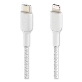 BOOST CHARGE Braided Apple Lightning to USB-C ChargeSync Cable, 3.3 ft, White