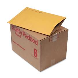 Jiffy Padded Mailer, #6, Paper Padding, Fold-Over Closure, 12.5 x 19, Natural Kraft, 50/Carton