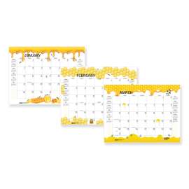 Recycled Honeycomb Desk Pad Calendar, 22 x 17, White/Multicolor Sheets, Brown Corners, 12-Month (Jan to Dec): 2023