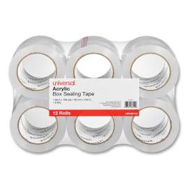 Deluxe General-Purpose Acrylic Box Sealing Tape, 3" Core, 1.88" x 110 yds, Clear, 12/Pack