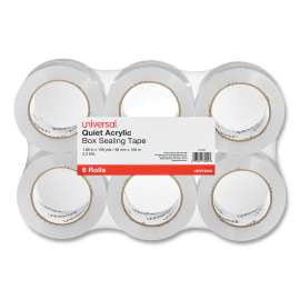 Quiet Tape Box Sealing Tape, 3" Core, 1.88" x 110 yds, Clear, 6/Pack