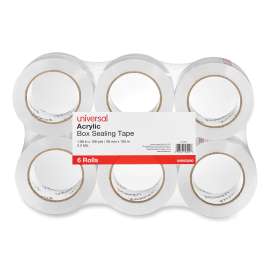 Deluxe General-Purpose Acrylic Box Sealing Tape, 2 mil, 3" Core, 1.88" x 110 yds, Clear, 6/Pack