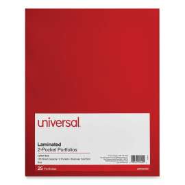 Laminated Two-Pocket Folder, Cardboard Paper, 100-Sheet Capacity, 11 x 8.5, Red, 25/Box
