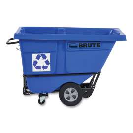 Rotomolded Recycling Tilt Truck, 101 gal, 850 lb Capacity, Plastic/Steel Frame, Blue