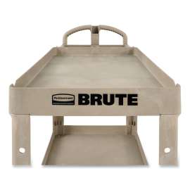 Heavy-Duty Utility Cart with Lipped Shelves, Plastic, 2 Shelves, 500 lb Capacity, 17.13" x 38.5" x 38.88", Beige