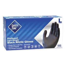 Safety Zone Powder Free Black Nitrile Gloves