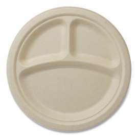 Fiber Plates, 9" dia, Natural, 1,000/Carton