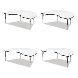Markerboard Activity Table, Kidney Shape, 72" x 48" x 19" to 29", White Top, Black Legs, 4/Pallet, Ships in 4-6 Business Days