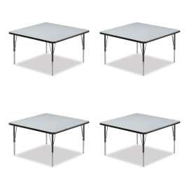 Adjustable Activity Tables, Square, 48" x 48" x 19" to 29", Gray Top, Black Legs, 4/Pallet, Ships in 4-6 Business Days