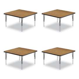 Adjustable Activity Tables, Square, 48" x 48" x 19" to 29", Medium Oak Top, Black Legs, 4/Pallet, Ships in 4-6 Business Days
