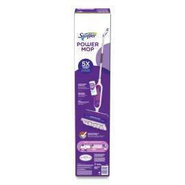 Power Mop, 15.4 x 5.3 White/Purple Cloth Head, 26" Silver Aluminum Handle